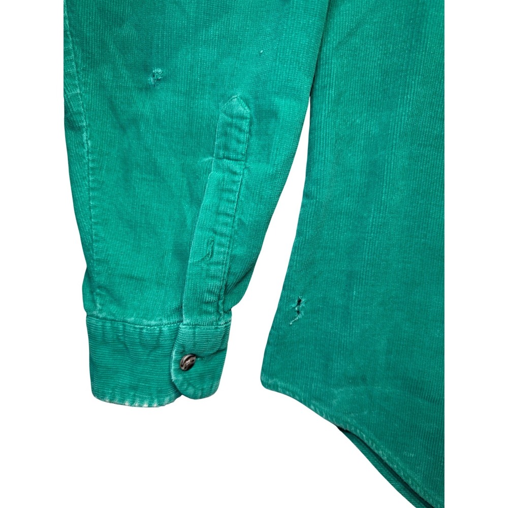High Sierra Vintage Corduroy Shirt XL Green Teal Button Cotton Distressed Grunge - Picture 8 of 16